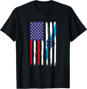 Galician Roots Half American Flag Patriotic Galician Kids Men T-Shirt - T-Shirt | Black