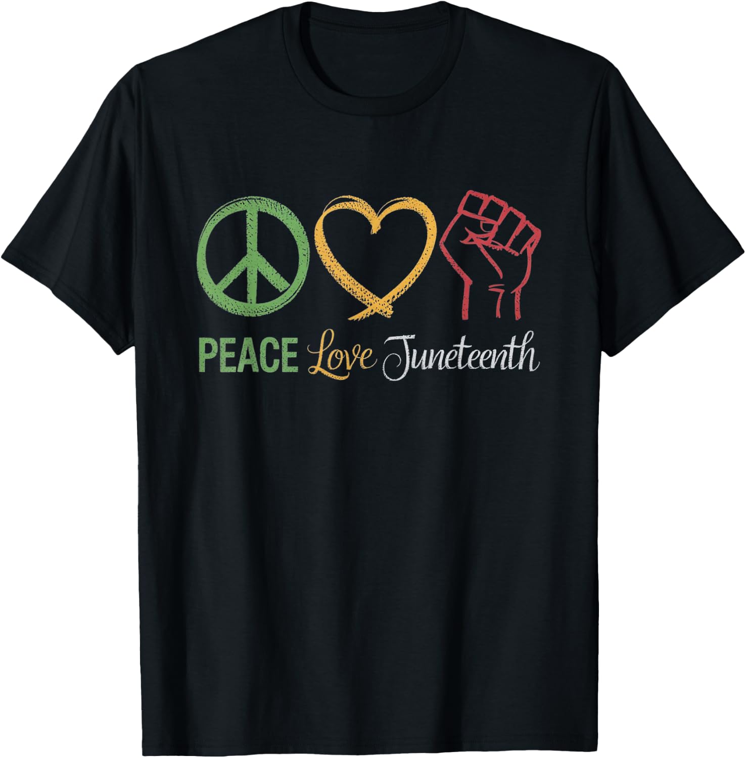 Peace Love Juneteenth African American Pride T-Shirt - T-Shirt | Black