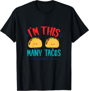 I'm This Many Tacos Mexican Fiesta 2nd Birthday Second Bday T-Shirt - T-Shirt | Black