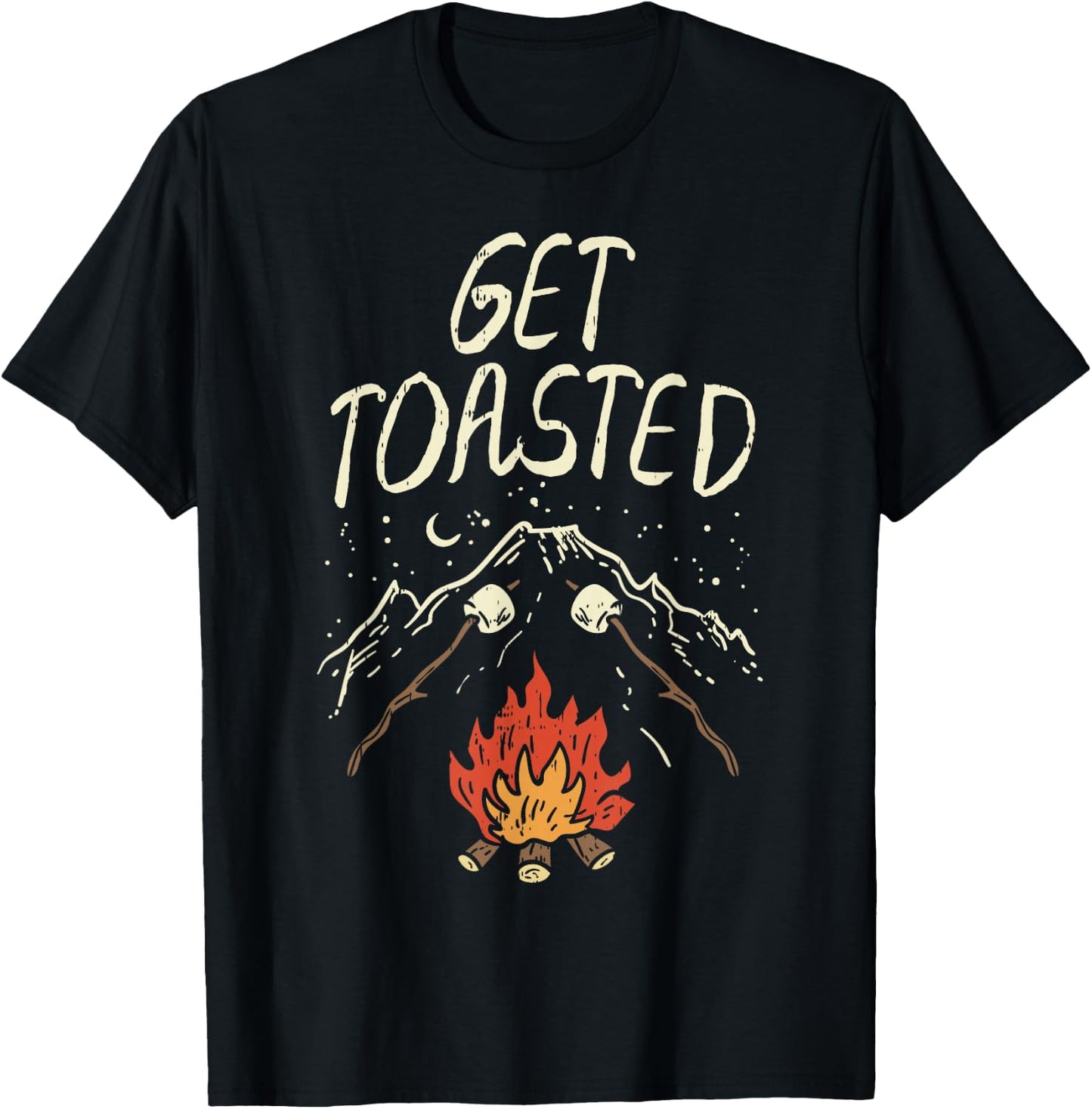 Lets Get Toasted Camping Nature Hiking Campfire Camper Gift T-Shirt - T-Shirt | Black