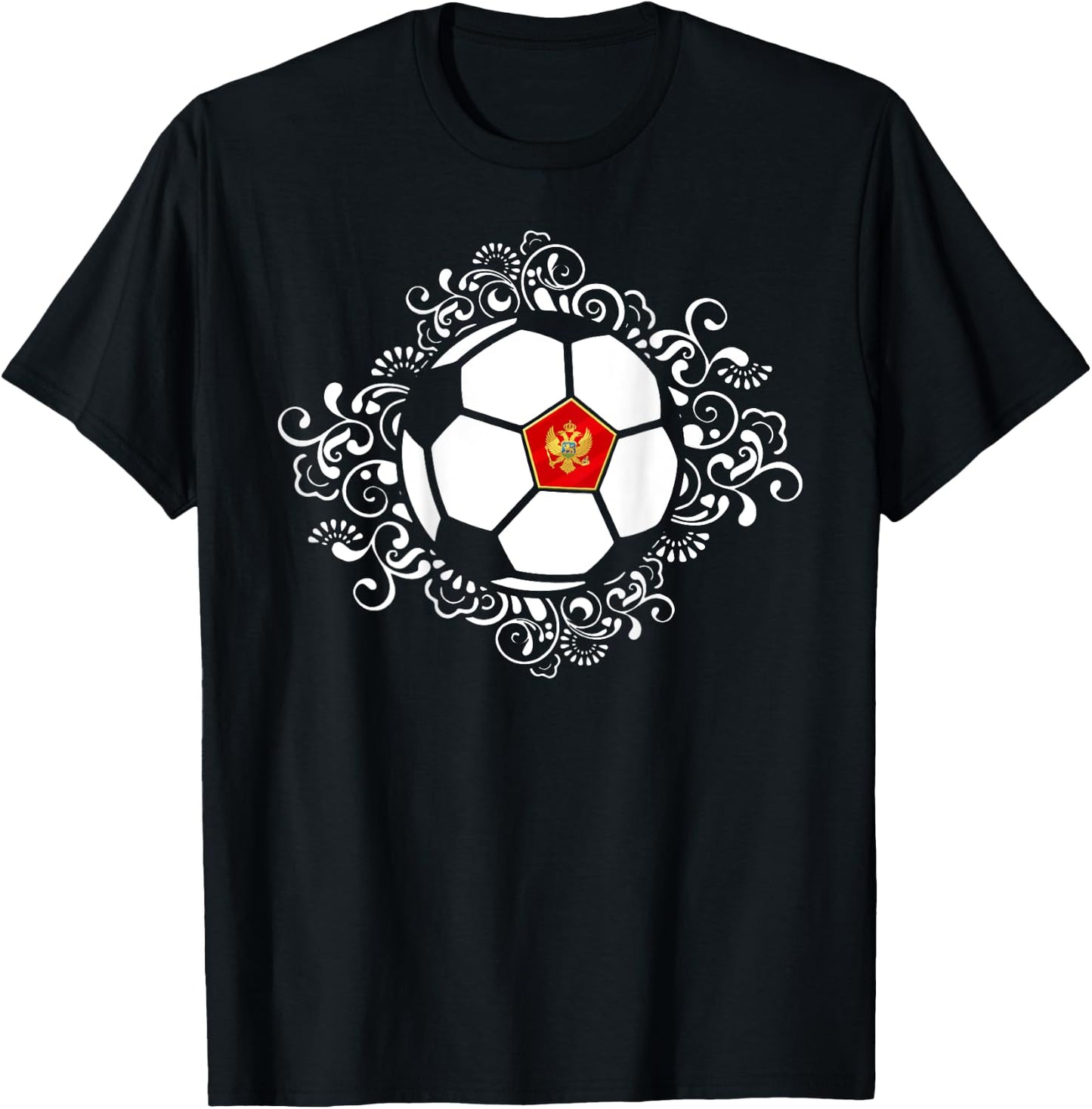 Floral Montenegro Soccer Lovers Jersey Montenegrin Football T-Shirt - T-Shirt | Black