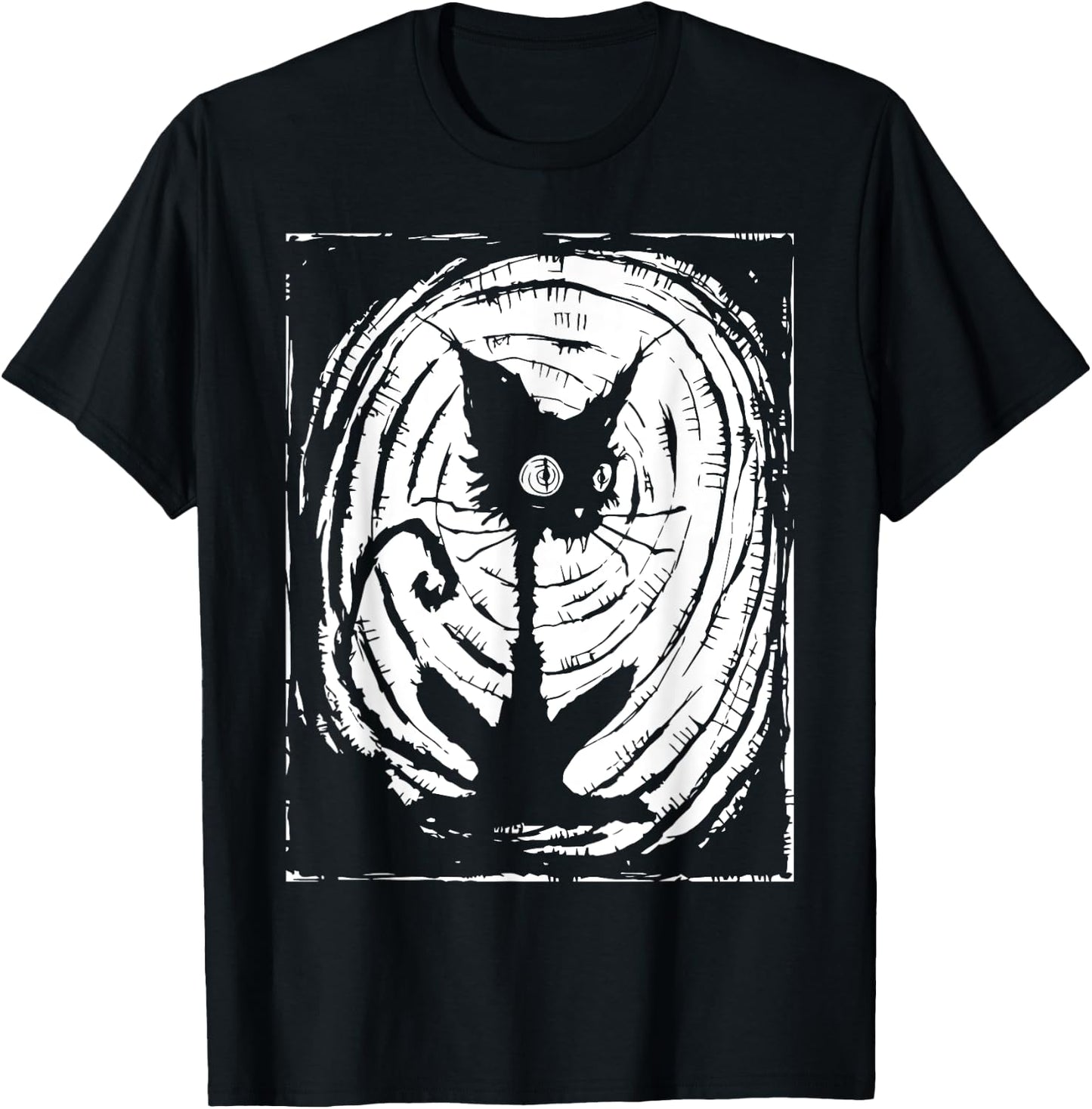 Black Cat Lazy Halloween Costume Scary Creepy T-Shirt - T-Shirt | Black