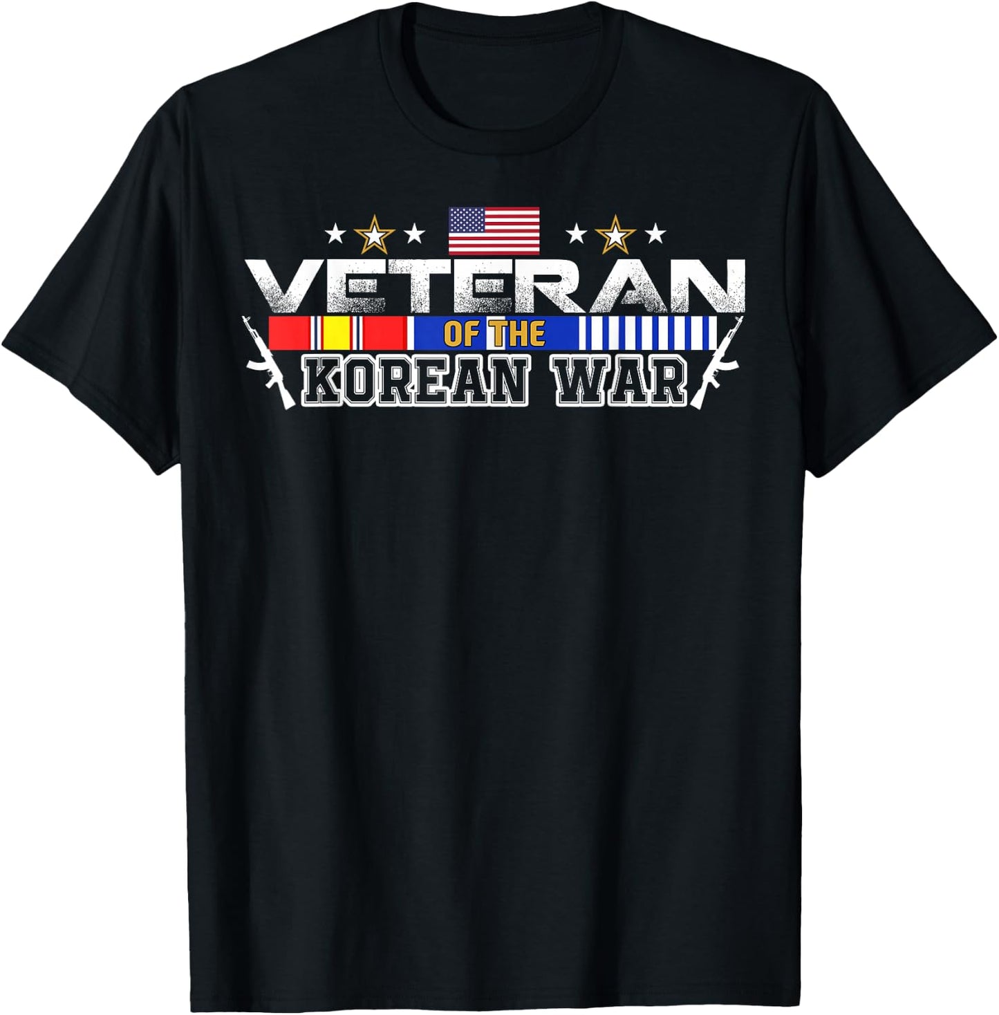 Korea Veteran Flag, Korean War Vet Pride Service Ribbon Gift T-Shirt - T-Shirt | Black