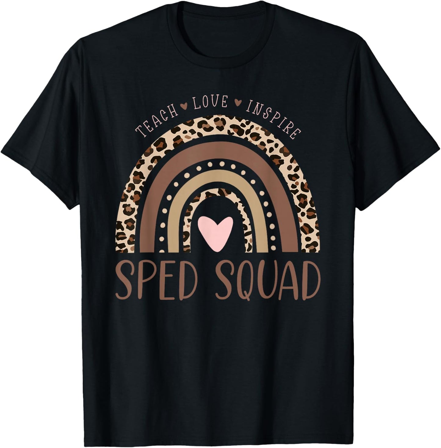 Special Education SPED Sped Squad Leopard Rainbow Modern T-Shirt - T-Shirt | Black