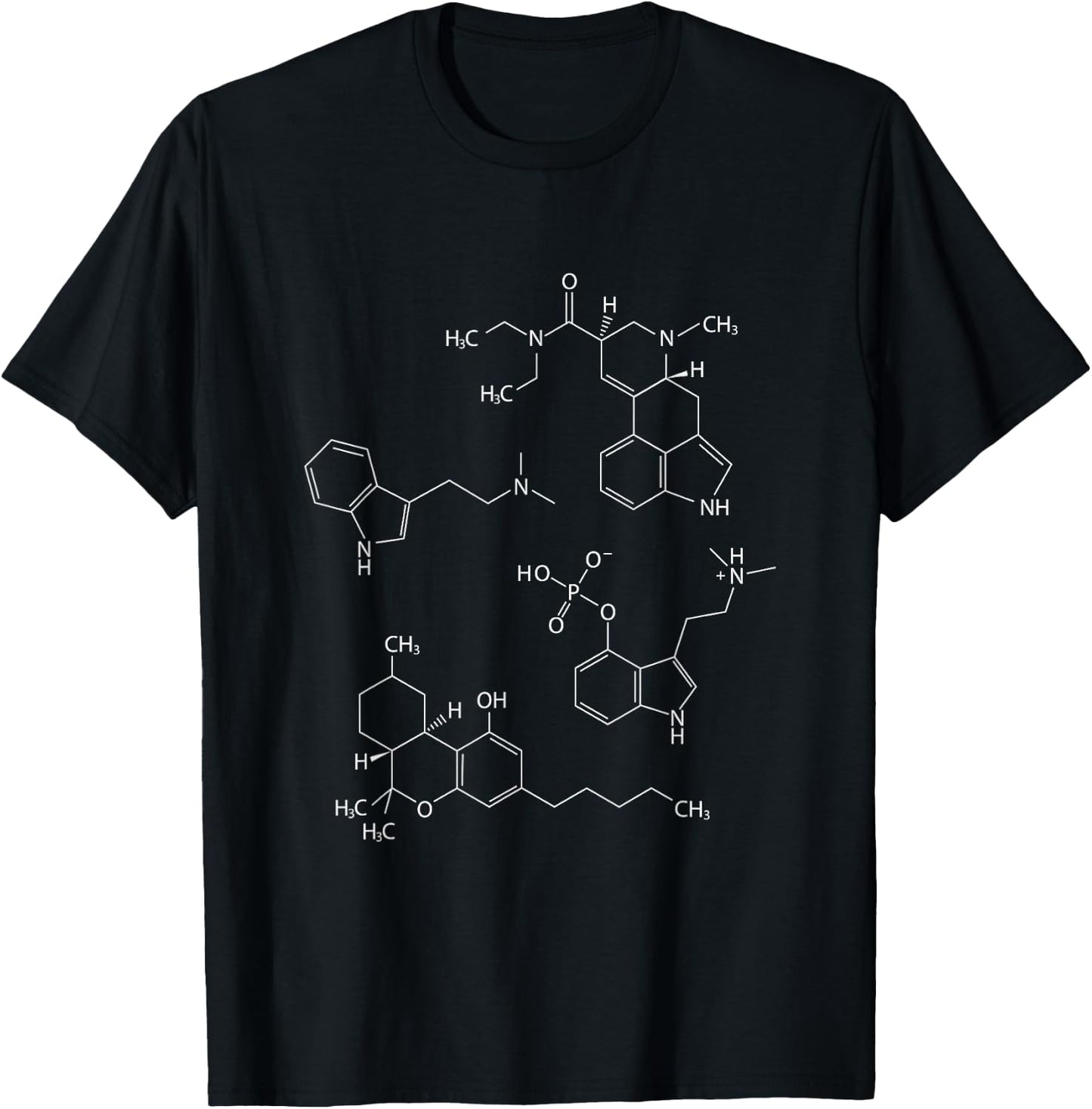 Psychedelic Molecules LSD DMT THC Drugs Psychonaut funny T-Shirt - T-Shirt | Black