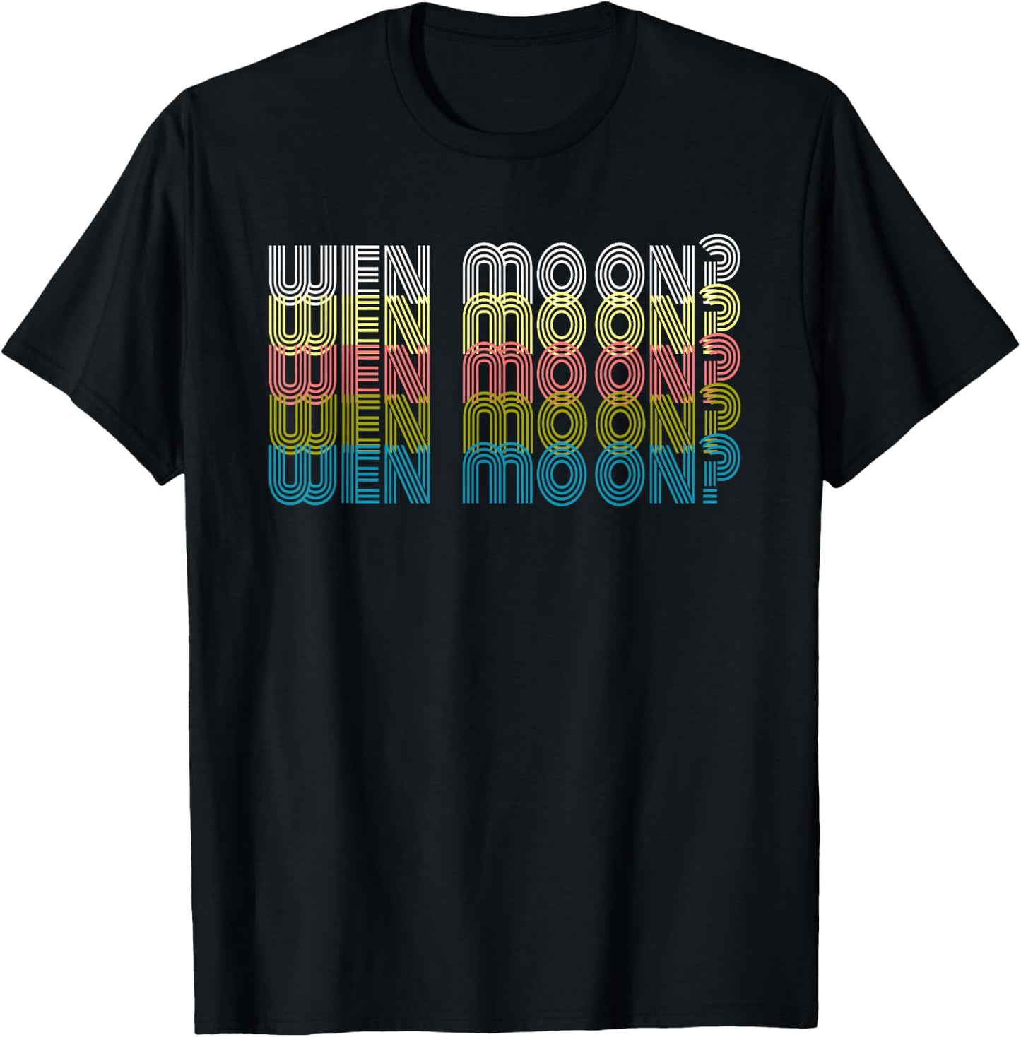 Funny Crypto Wen Moon Retro Meme Stock Alt Coin When HODL T-Shirt - T-Shirt | Black