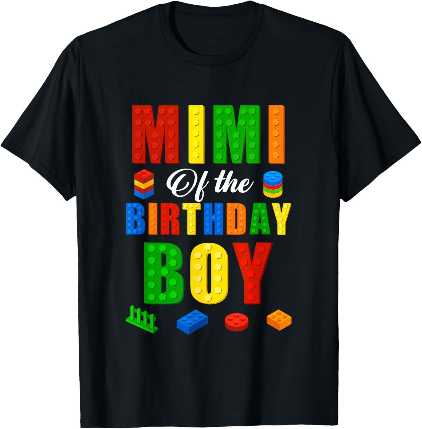 Mimi Birthday Boy Master Builder Building Bricks Blocks T-Shirt - T-Shirt | Black