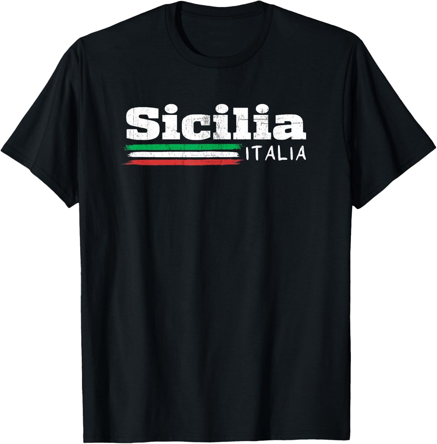 Vintage Sicilia Italia Sicily Italian Flag Italy Souvenir T-Shirt - T-Shirt | Black
