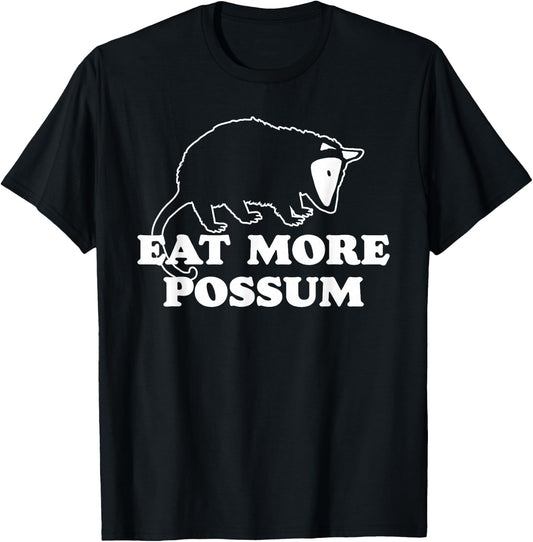 Eat More Possum! Funny Country Hillbilly Vintage Animal 80s T-Shirt - T-Shirt | Black