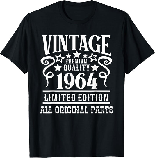 Vintage 1964 Birthday Gift - Born in 64 - Born in 1964 T-Shirt - T-Shirt | Black