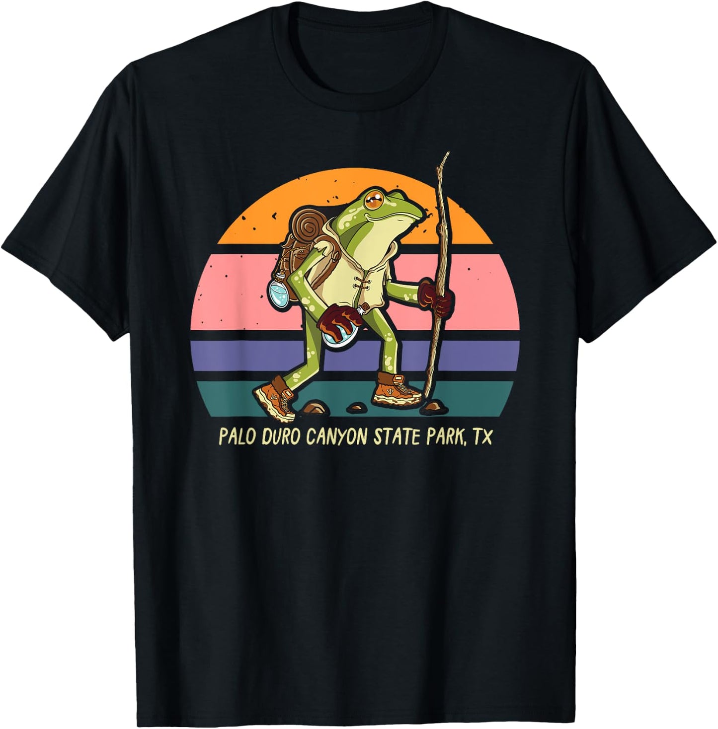 Palo Duro Canyon State Park Texas Hiking Frog Walker Camping T-Shirt - T-Shirt | Black