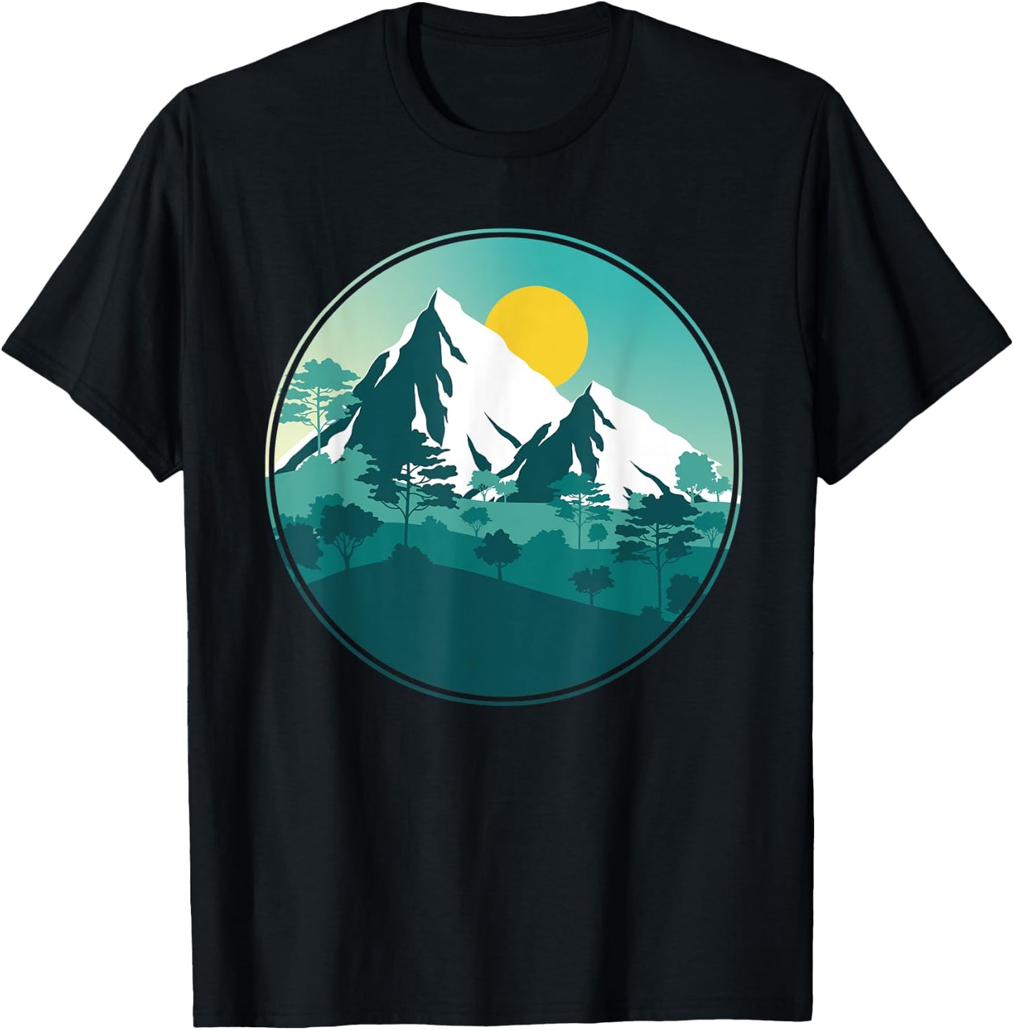 Outdoors Hiking Sunset Mountains Wildlife Forest Nature T-Shirt - T-Shirt | Black