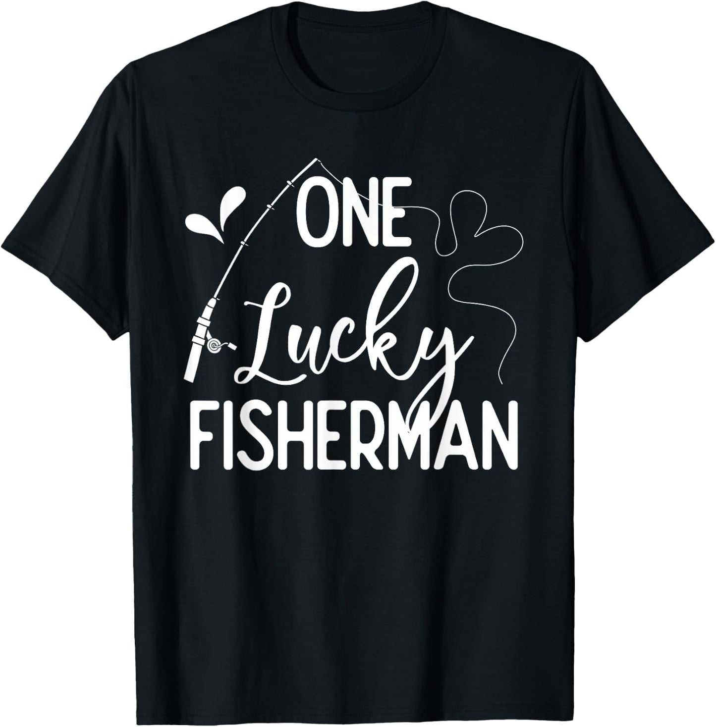 One Lucky Fisherman Couple Fishing Fishers Matching Gift T-Shirt - T-Shirt | Black