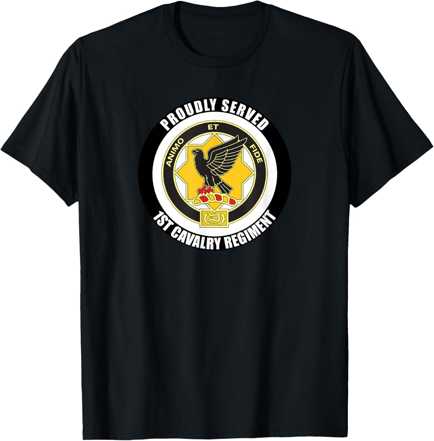 Proudly Served 1st Cavalry Regiment Military Army Veteran T-Shirt - T-Shirt | Black