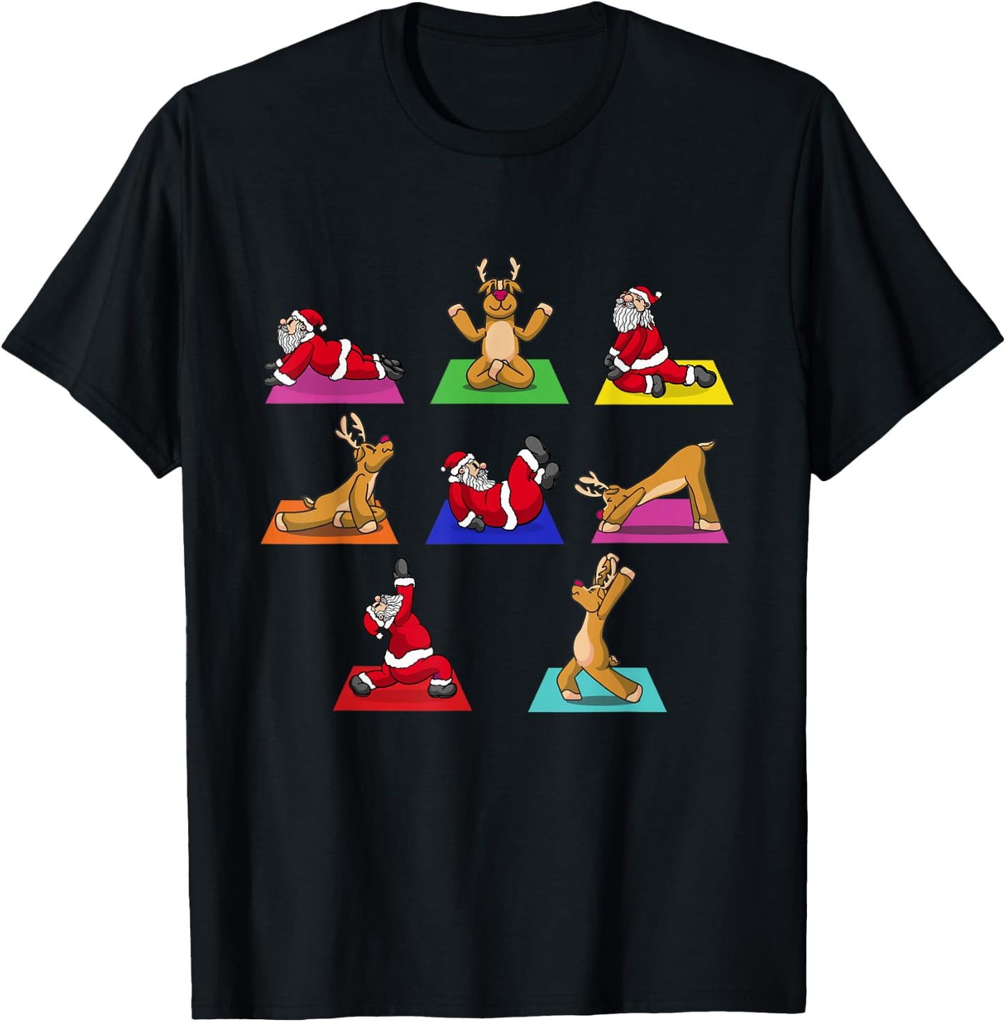 Reindeer Santa Claus Yoga Outfit Ladies Meditation Christmas T-Shirt - T-Shirt | Black