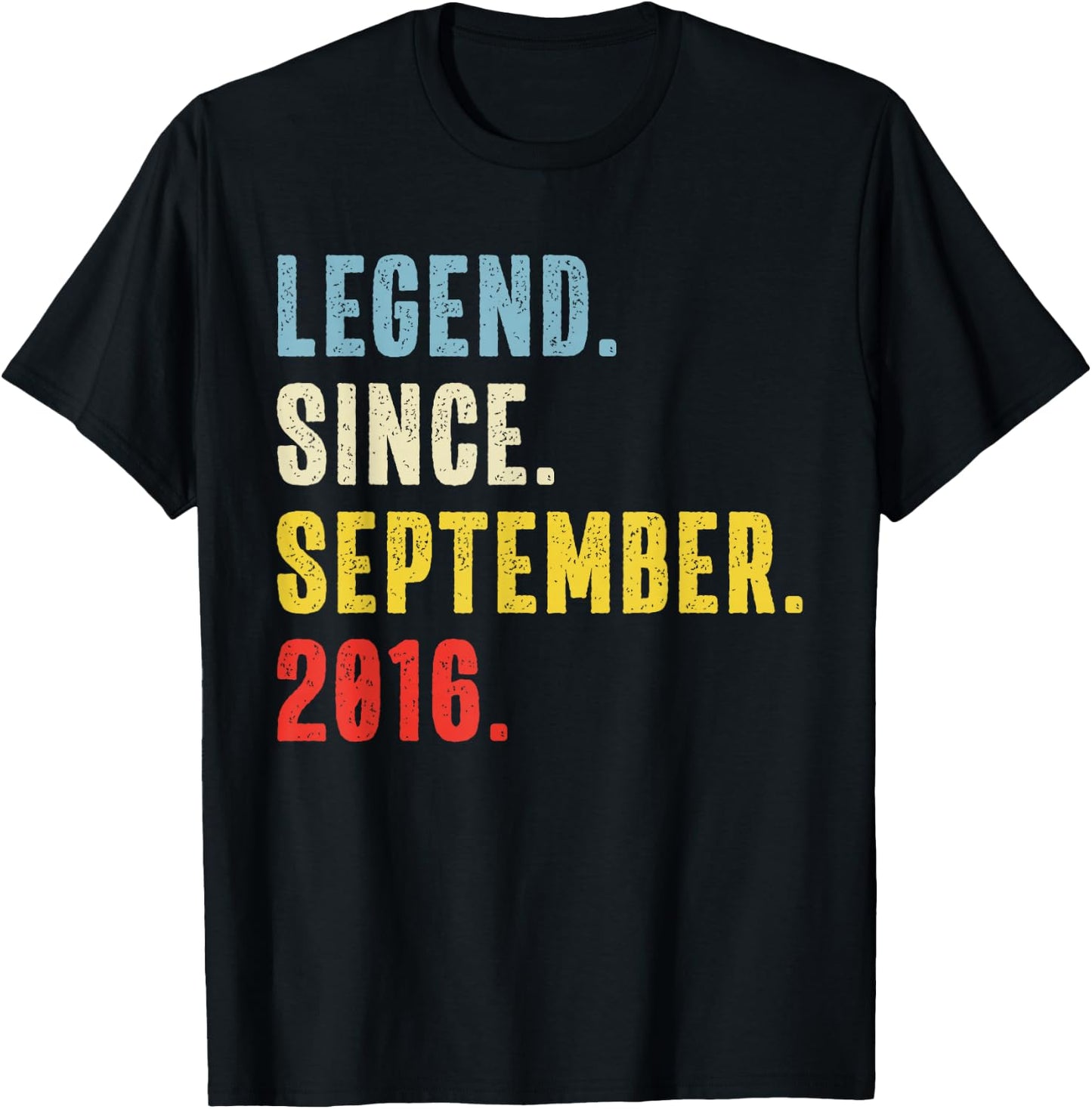 9 Year Old Legend Since September 2016 Retro 9th Birthday T-Shirt - T-Shirt | Black