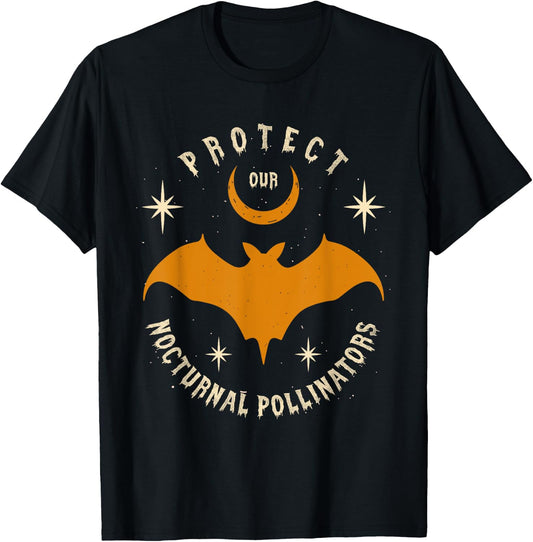 Protect Our Nocturnal Pollinators for Bat Lover Halloween T-Shirt - T-Shirt | Black