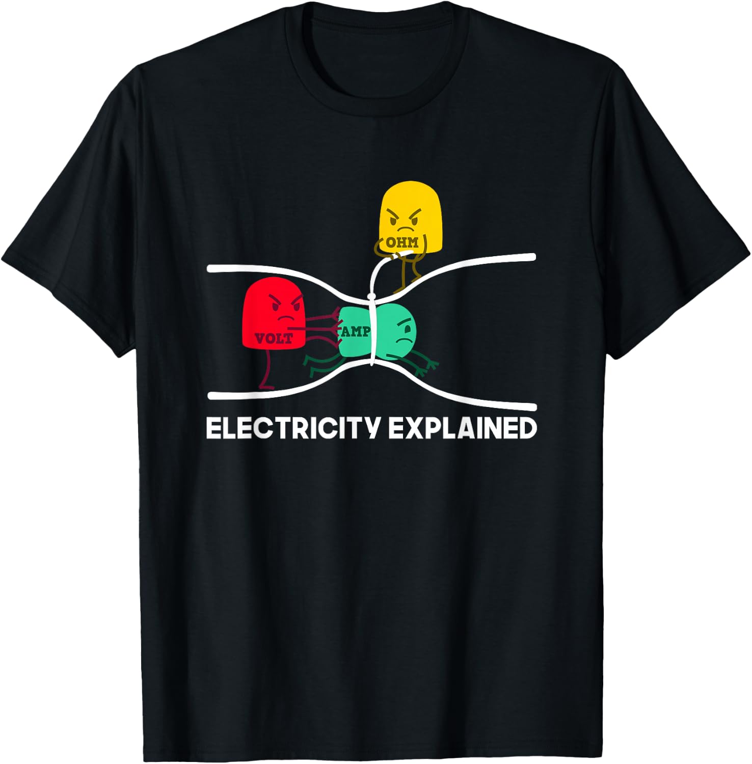 Funny Electricity Explained Stuff I Teacher Nerd Gift T-Shirt - T-Shirt | Black