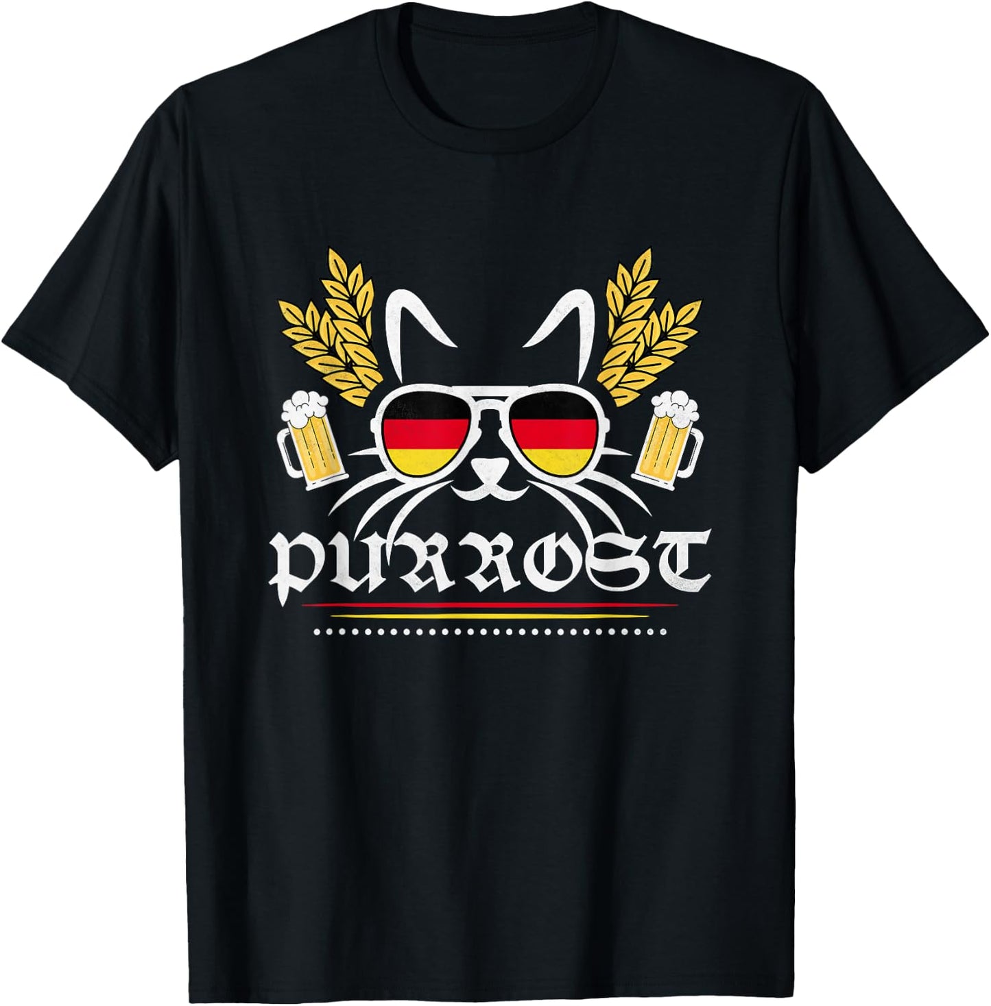 Purrost German Cat Beer Oktoberfest T-Shirt - T-Shirt | Black