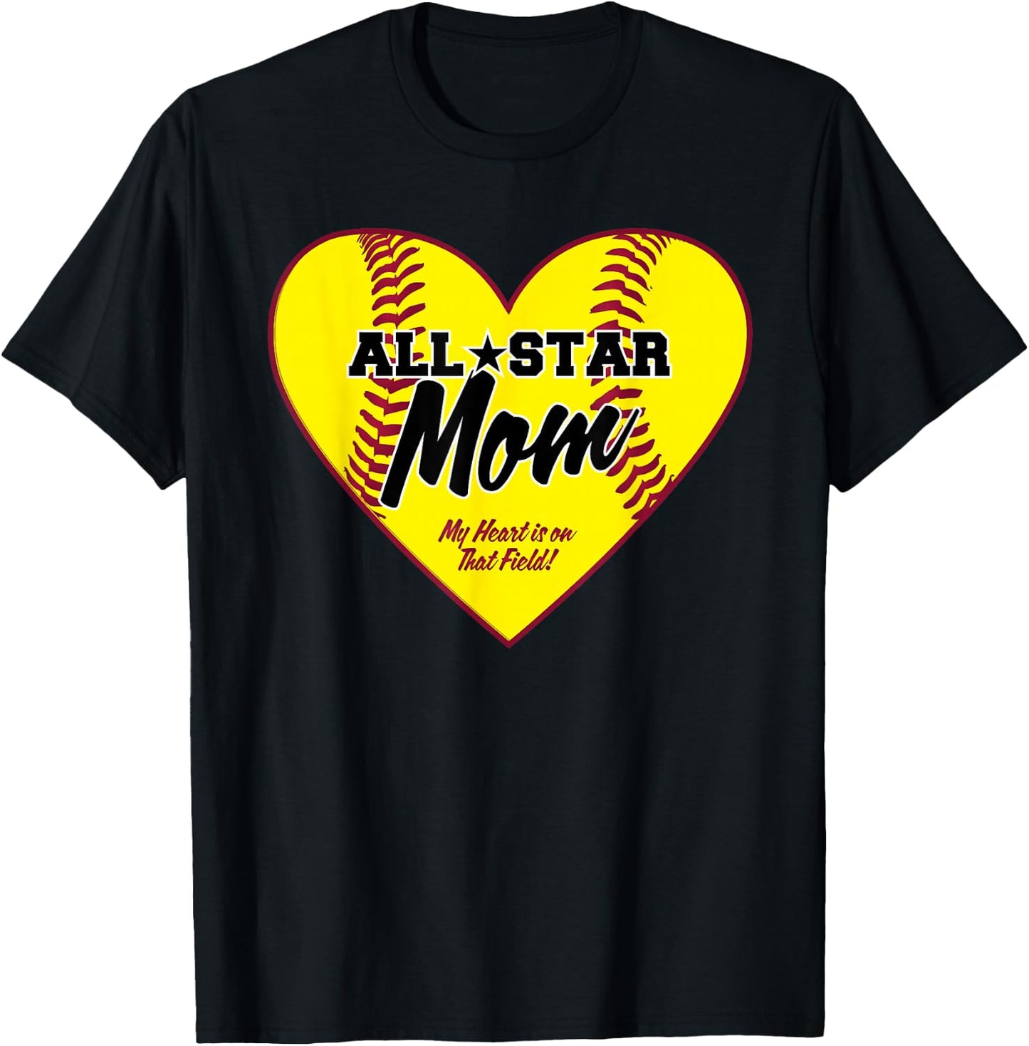 All-Star Softball Mom T-Shirt - T-Shirt | Black
