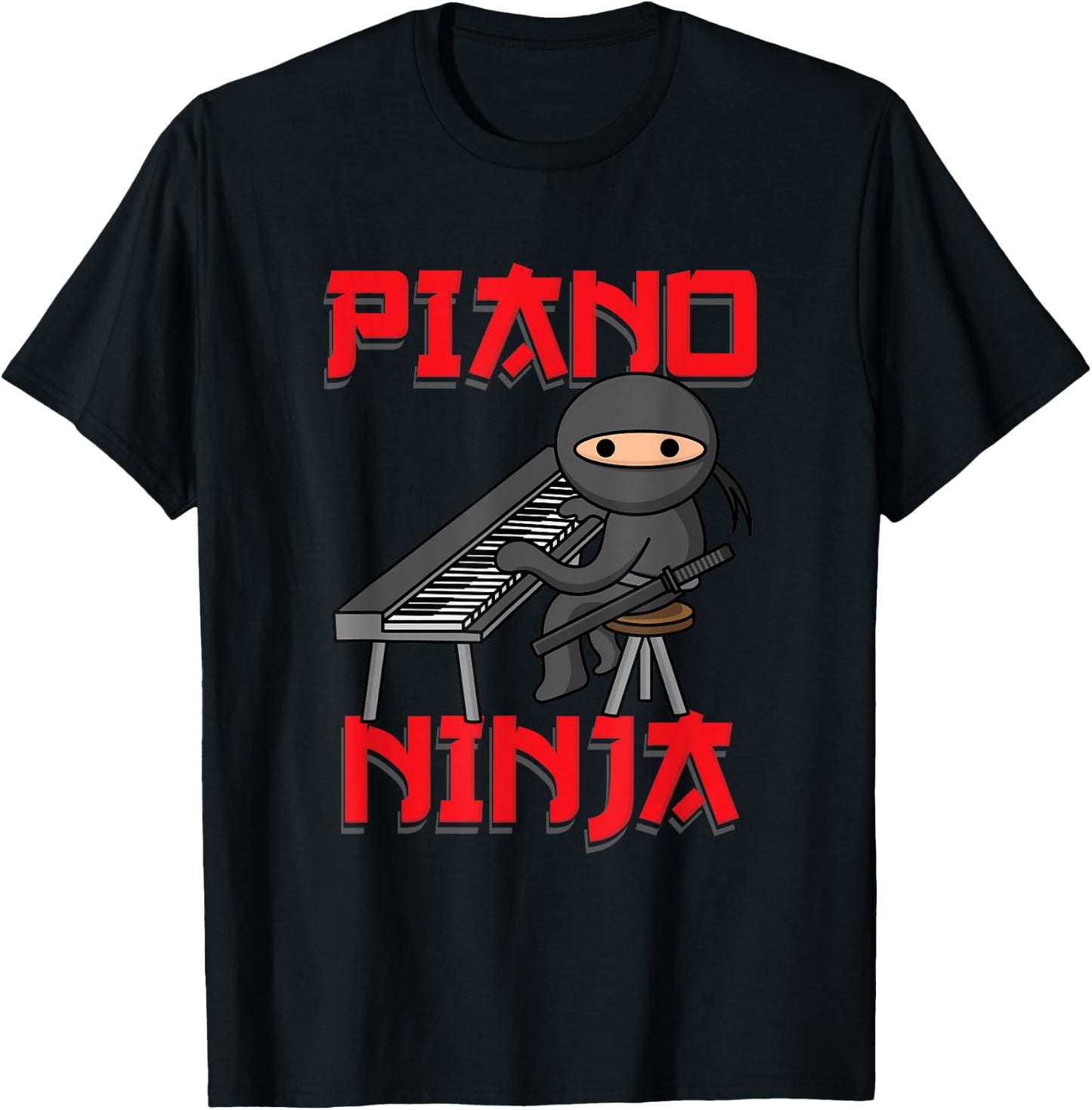 Piano Ninja | Funny Keyboard Player Pianist Gift T-Shirt - T-Shirt | Black