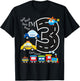 Kids Trucks Train 3rd Birthday Party Toddler 3 Year Old Bday T-Shirt - T-Shirt | Black