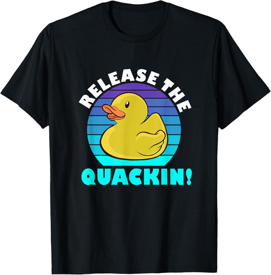 Release the Quacking! Funny Yellow Rubber Ducks Design T-Shirt - T-Shirt | Black