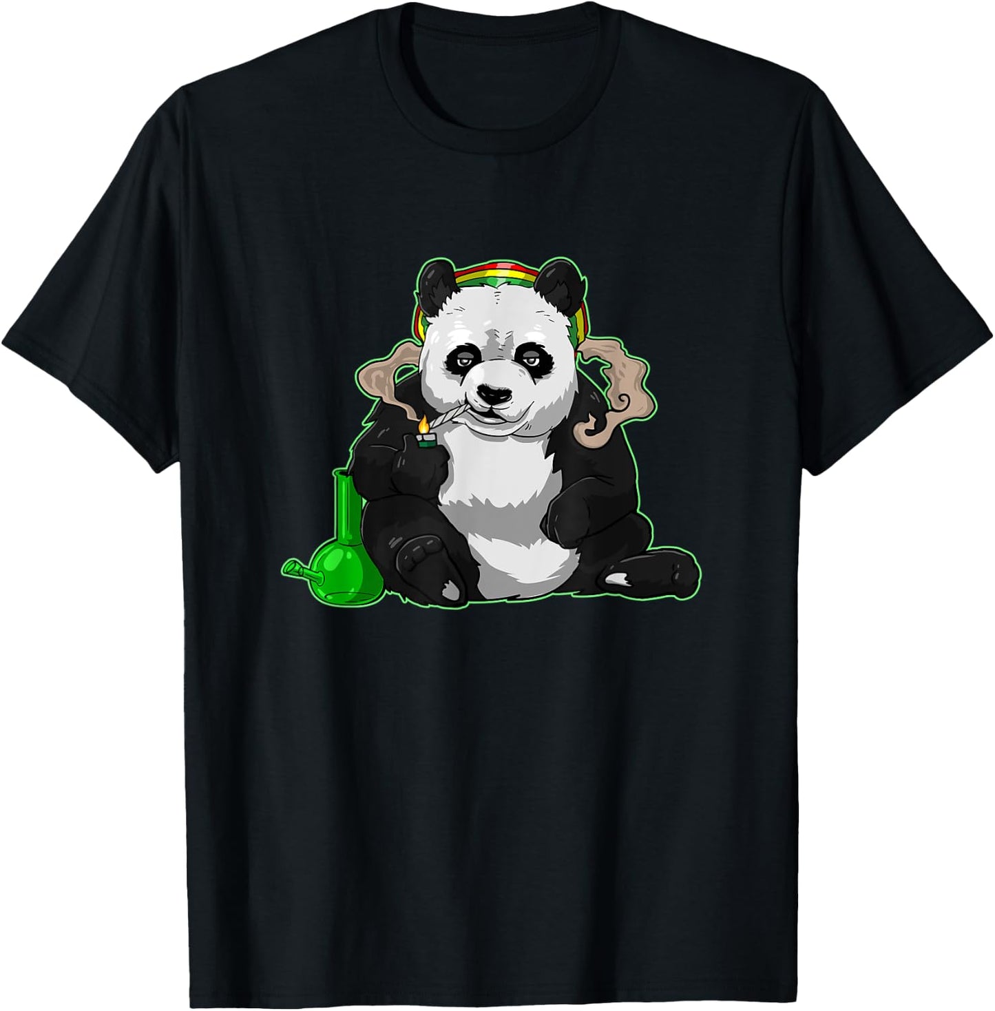 Funny Panda Bear Smoking Weed Cannabis Marijuana Stoner gift T-Shirt - T-Shirt | Black