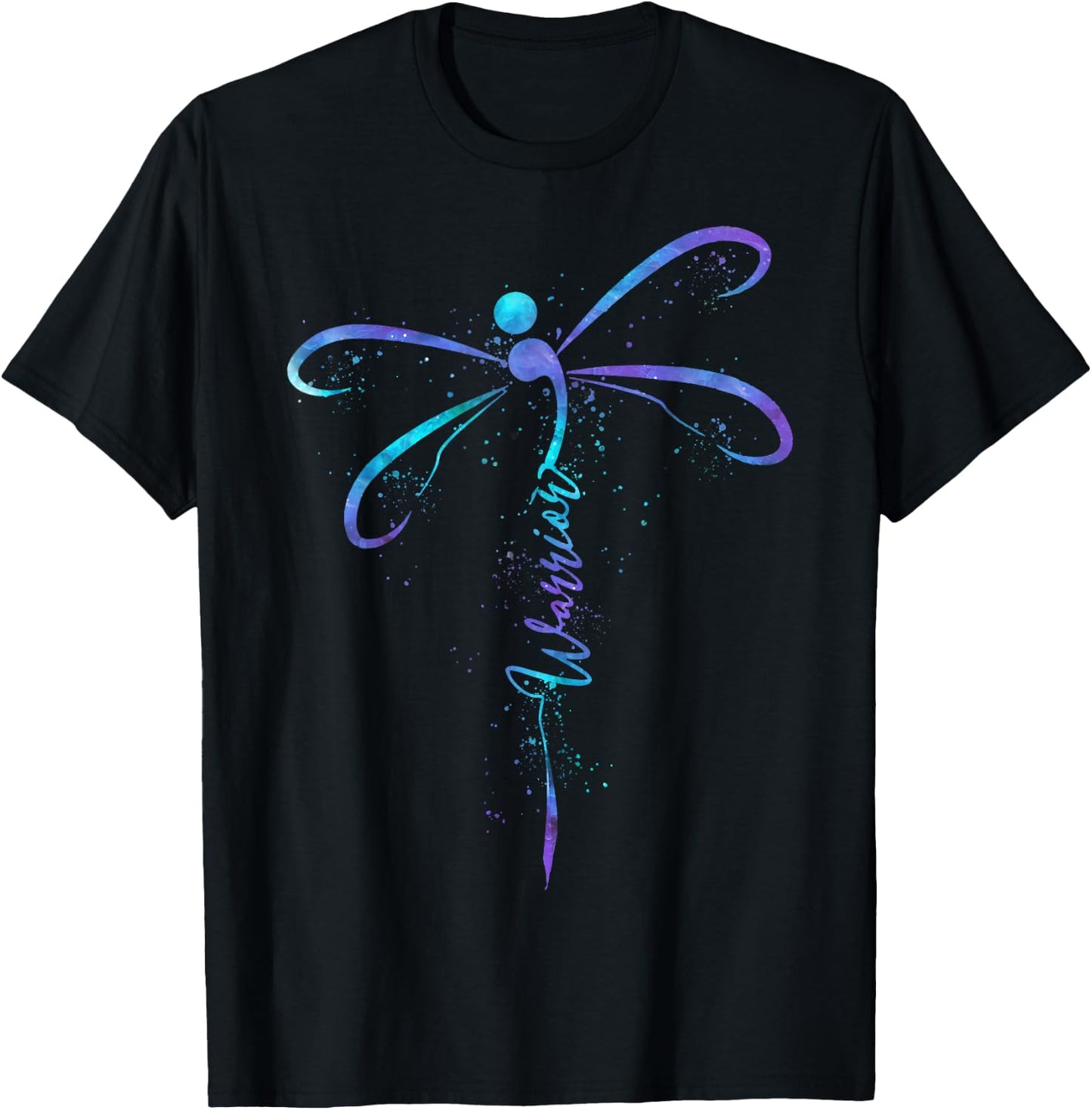 Suicide Prevention Awareness Warrior Dragonfly Semicolon T-Shirt - T-Shirt | Black