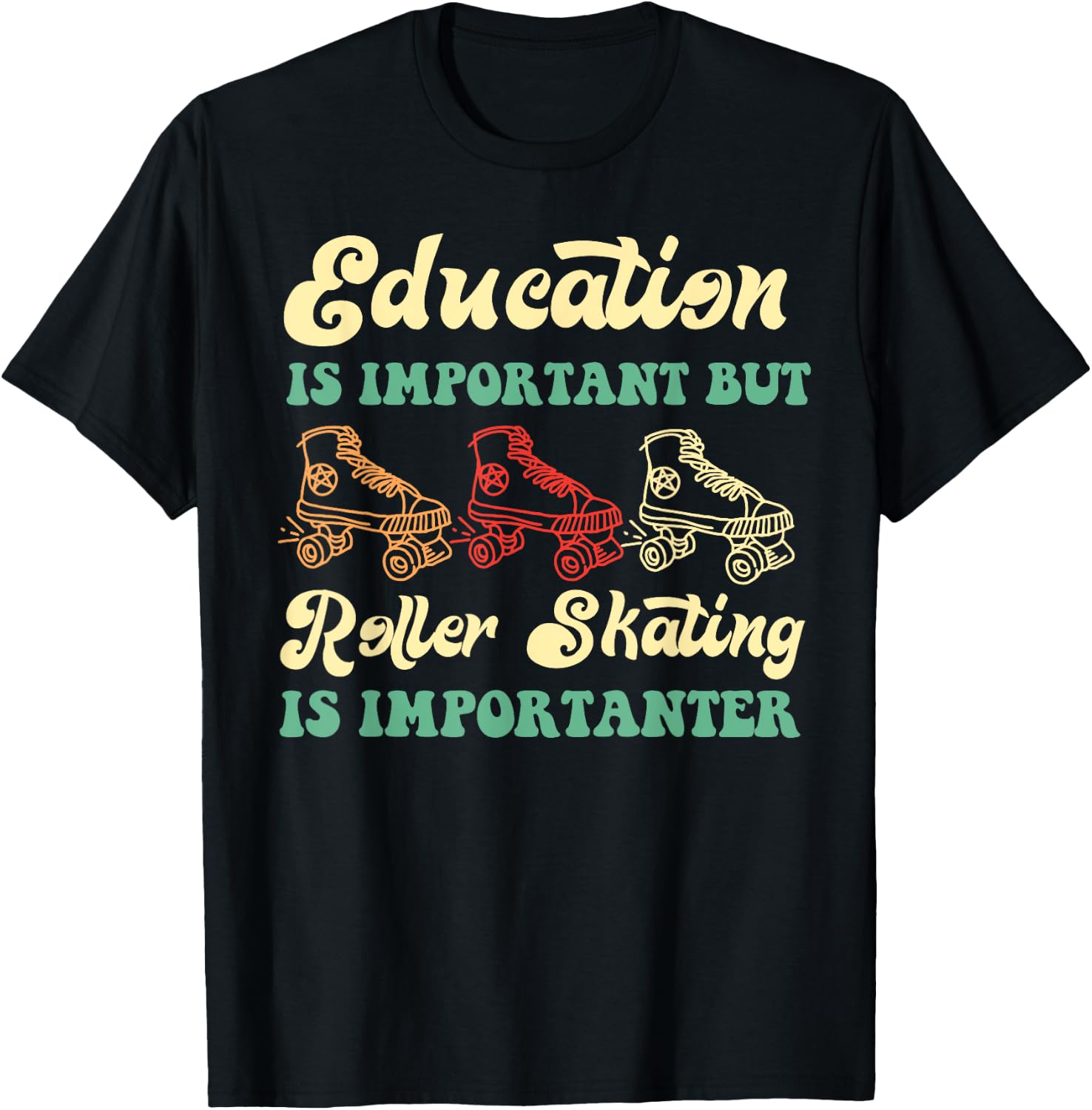 Cool Roller Skating Skate Girl 1970S Retro T-Shirt - T-Shirt | Black