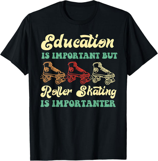 Cool Roller Skating Skate Girl 1970S Retro T-Shirt - T-Shirt | Black