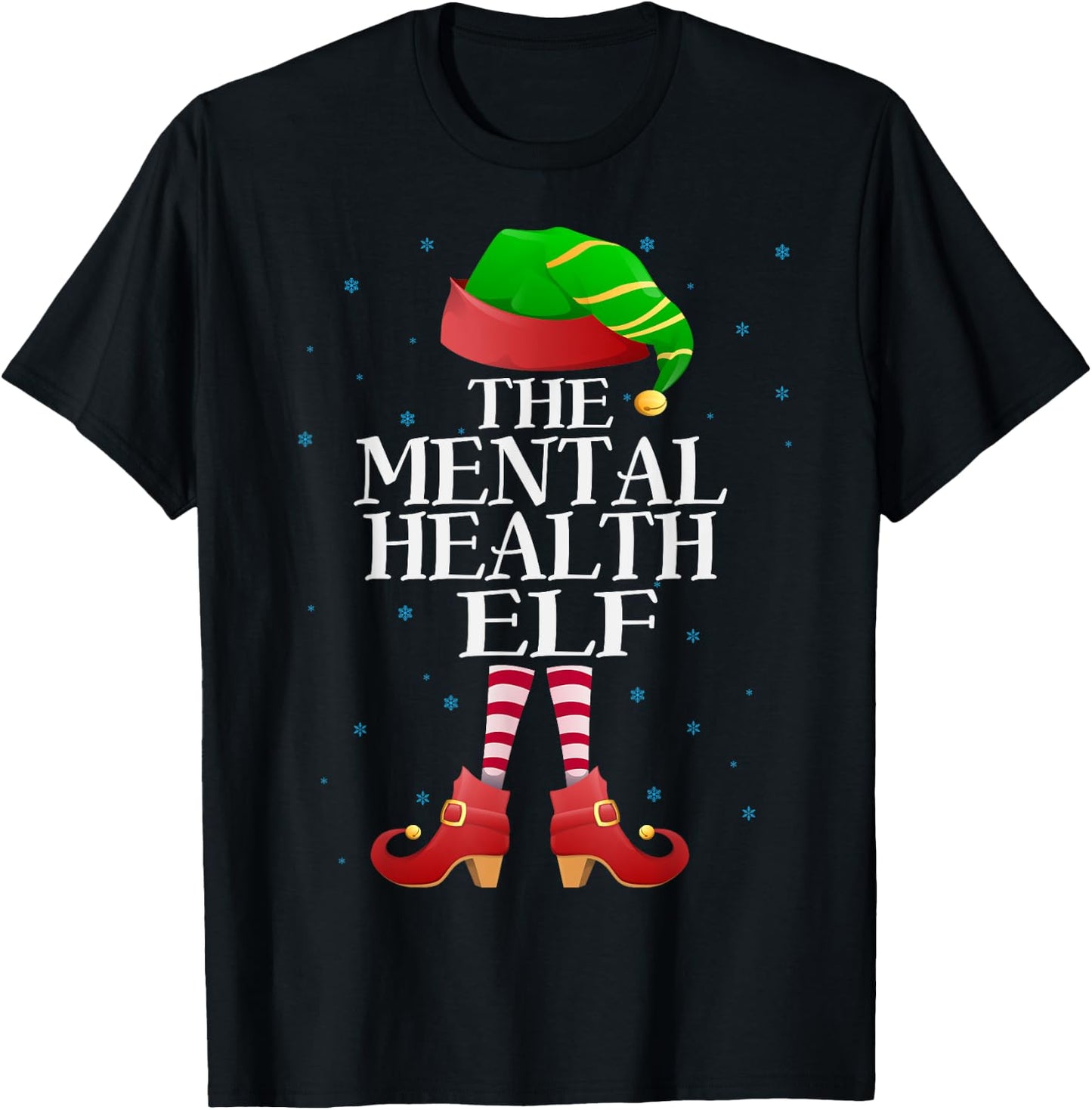 Mental Health Elf Funny Matching Pajama Group Christmas Xmas T-Shirt - T-Shirt | Black