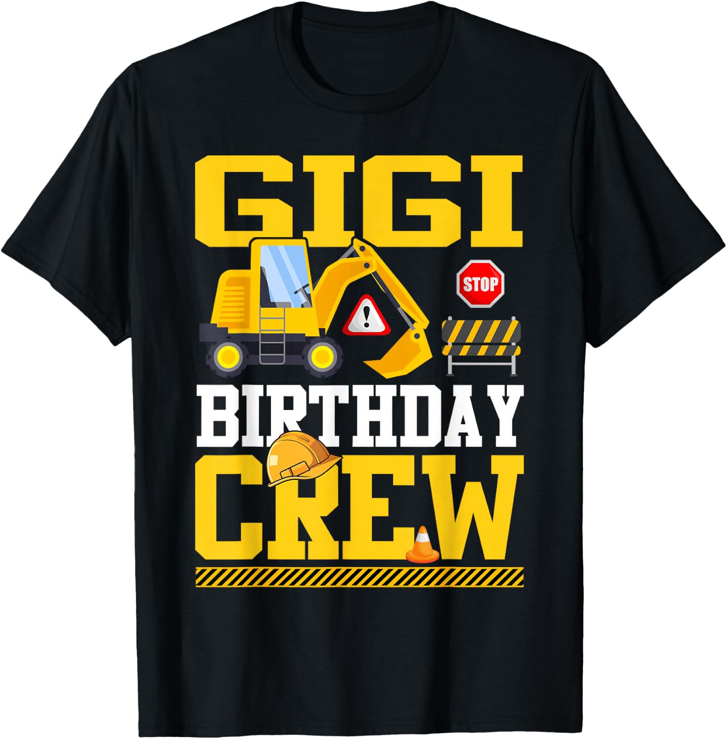 Gigi Birthday Crew Construction Birthday Party T-Shirt - T-Shirt | Black