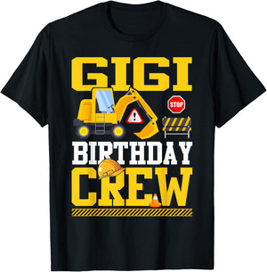 Gigi Birthday Crew Construction Birthday Party T-Shirt - T-Shirt | Black