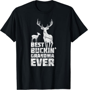 Best Buckin Grandma Shirt Deer Buck Hunting Gift T-Shirt - T-Shirt | Black