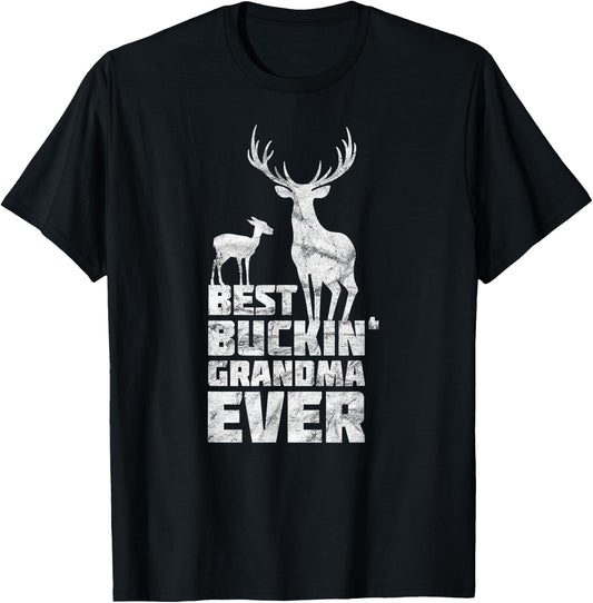Best Buckin Grandma Shirt Deer Buck Hunting Gift T-Shirt - T-Shirt | Black