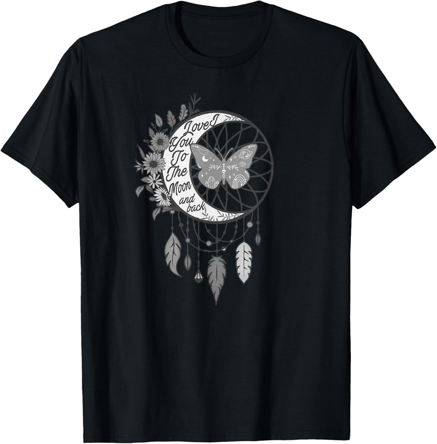 I Love You to the Moon And Back Celestial Designed T-Shirt - T-Shirt | Black