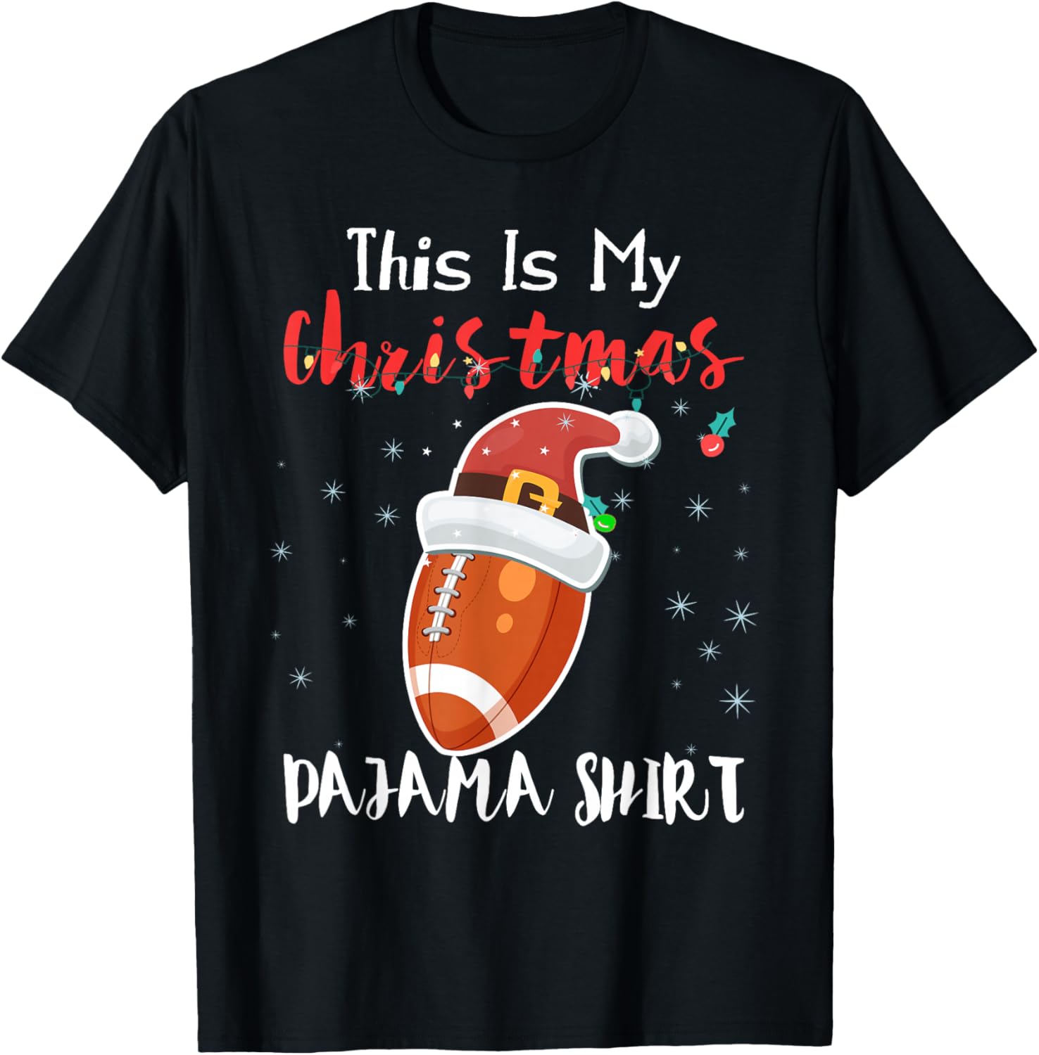 This is My Christmas Football Pyjamas Boys and Adults Gift T-Shirt - T-Shirt | Black