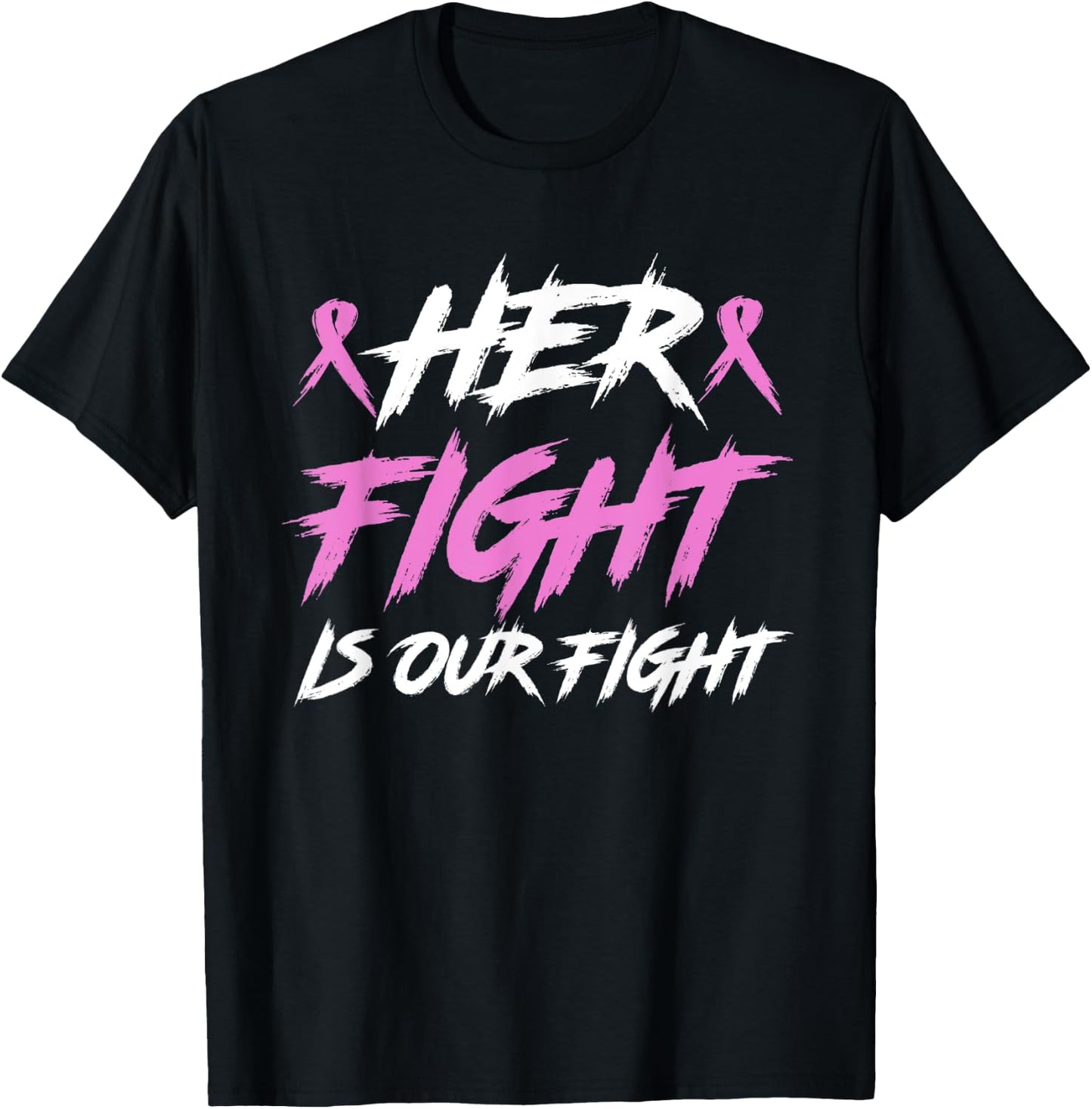 Her Fight Our Fight Family Breast Cancer Awareness Men Kid T-Shirt - T-Shirt | Black