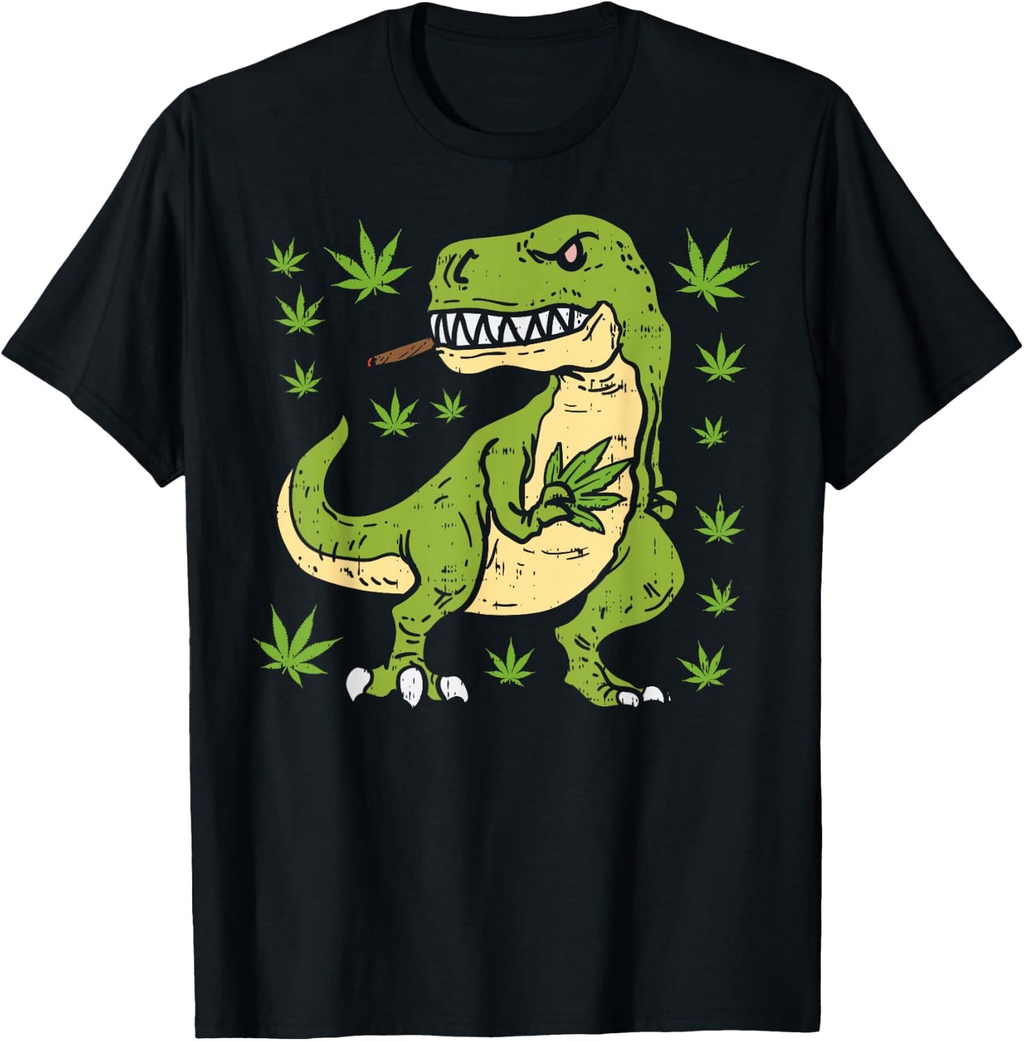 Trex Dinosaur Smoking Weed Cannabis 420 Blunt Stoner Gift T-Shirt - T-Shirt | Black
