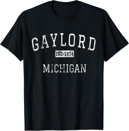 Gaylord Michigan MI Vintage T-Shirt - T-Shirt | Black