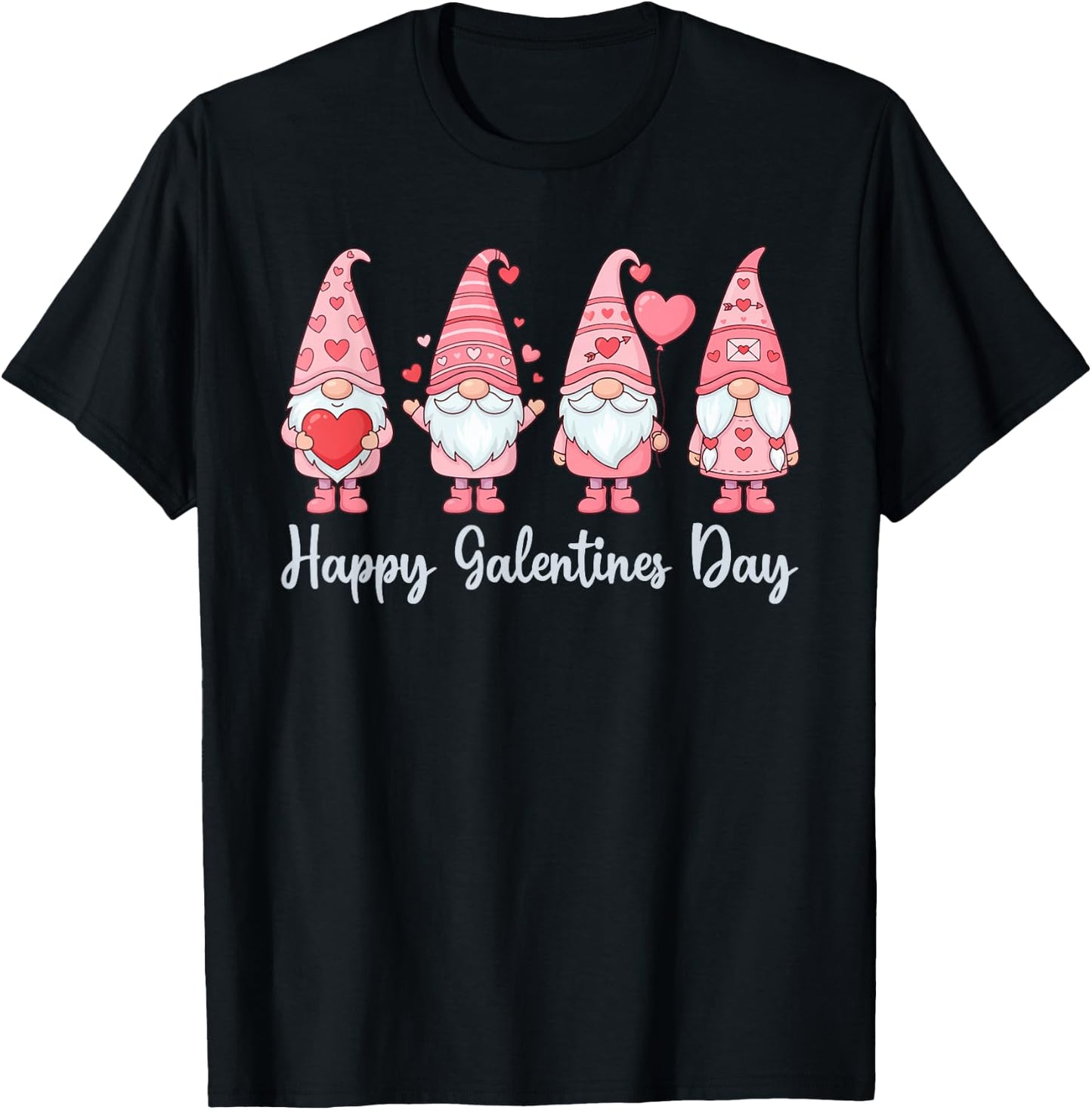 Galentines Day Gnome Heart Bestie Vibes T-Shirt - T-Shirt | Black