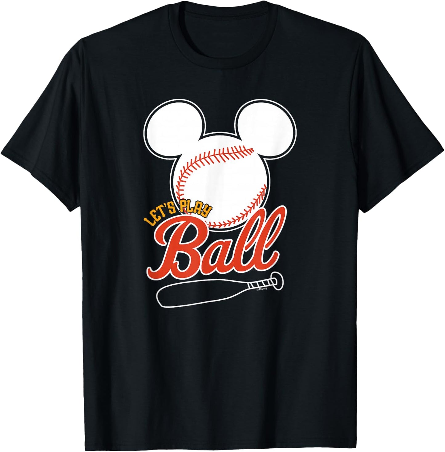 Disney - Mickey Lets Play Ball Baseball T-Shirt - T-Shirt | Black