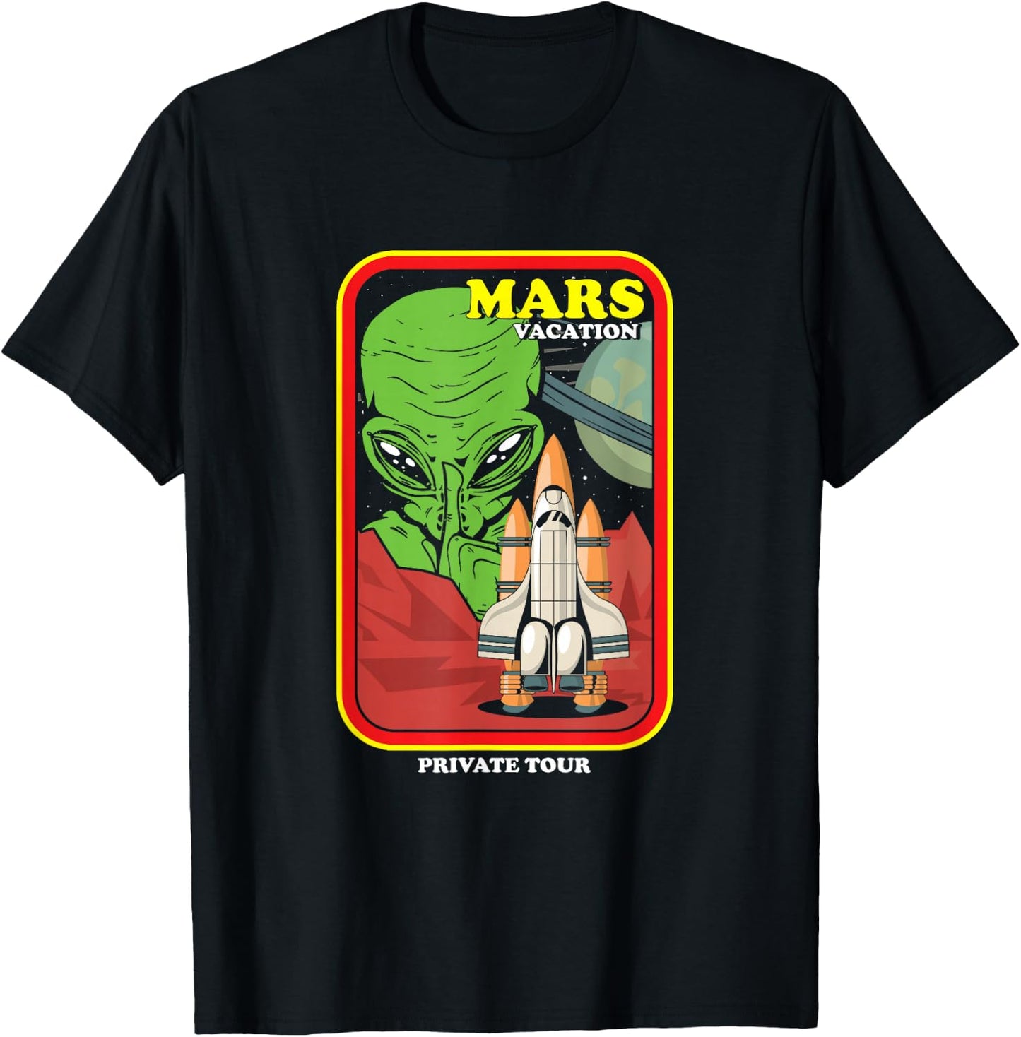 Mars Vacation Astronaut Planets Galaxy Universe Spaceship T-Shirt - T-Shirt | Black