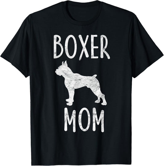 Vintage Boxer Mom Gift Dog Owner Boxer Mother Men Women Girls Kids T-Shirt - T-Shirt | Black