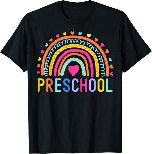PreSchool Rainbow Girls Boys Teacher Kids Team Pre-K Squad T-Shirt - T-Shirt | Black
