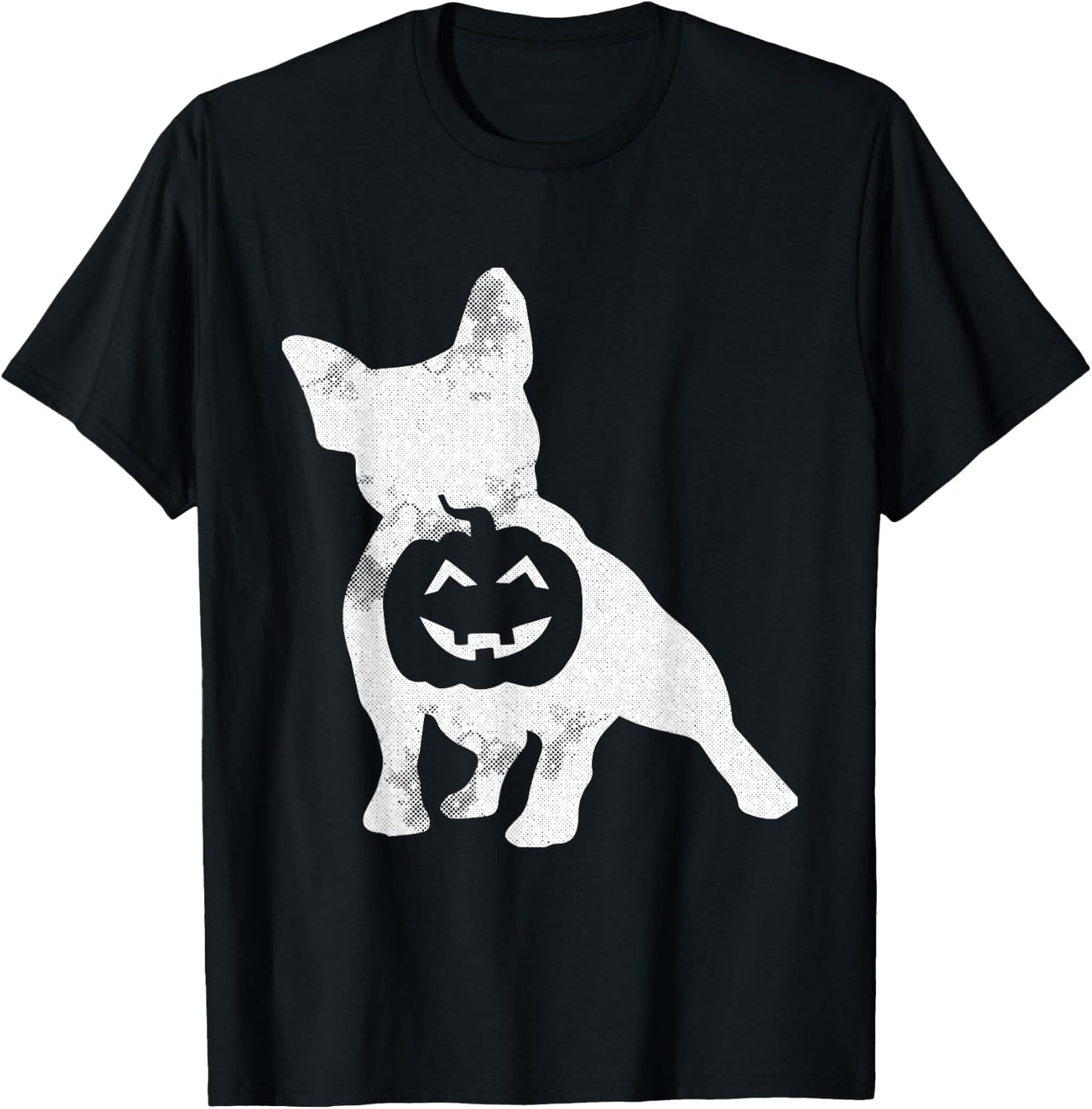 French Bulldog Lazy Halloween Costume Cute Frenchie Pumpkin T-Shirt - T-Shirt | Black
