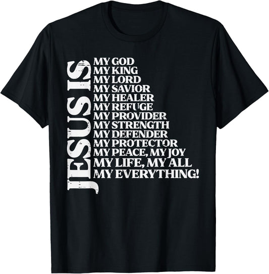 Jesus My God King Lord Religious Christian Men Women Kids T-Shirt - T-Shirt | Black