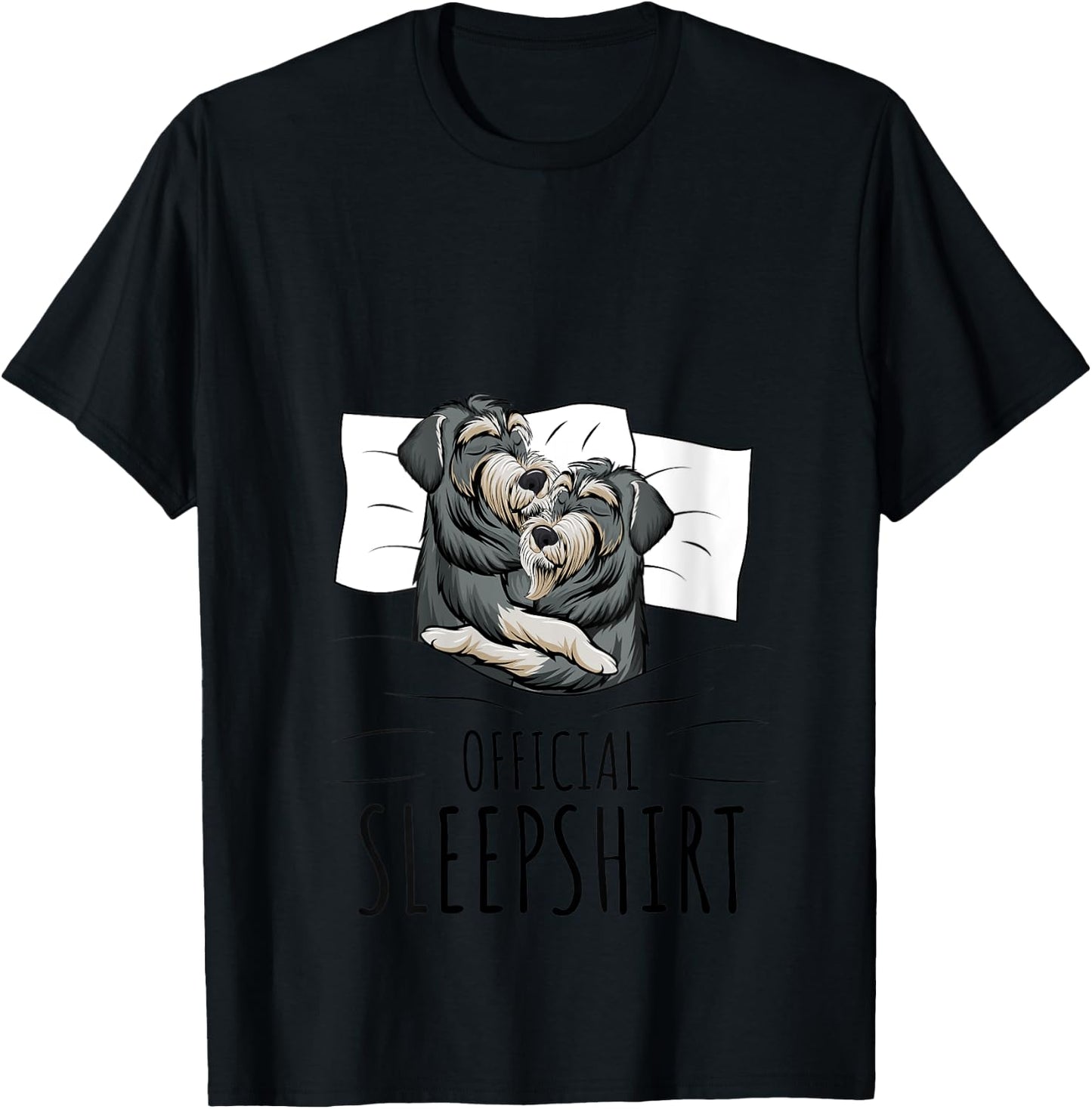 Sleeping Miniature Schnauzer Pajama Official Sleepshirt V-Neck T-Shirt - T-Shirt | Black