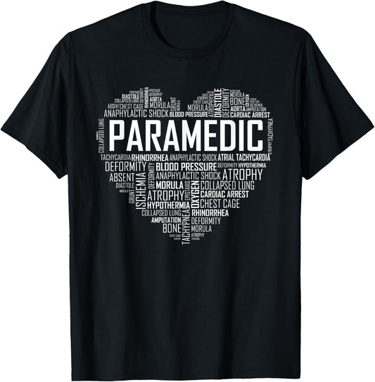 EMT Heart Paramedic T Shirt National EMS Week Gift T-Shirt - T-Shirt | Black